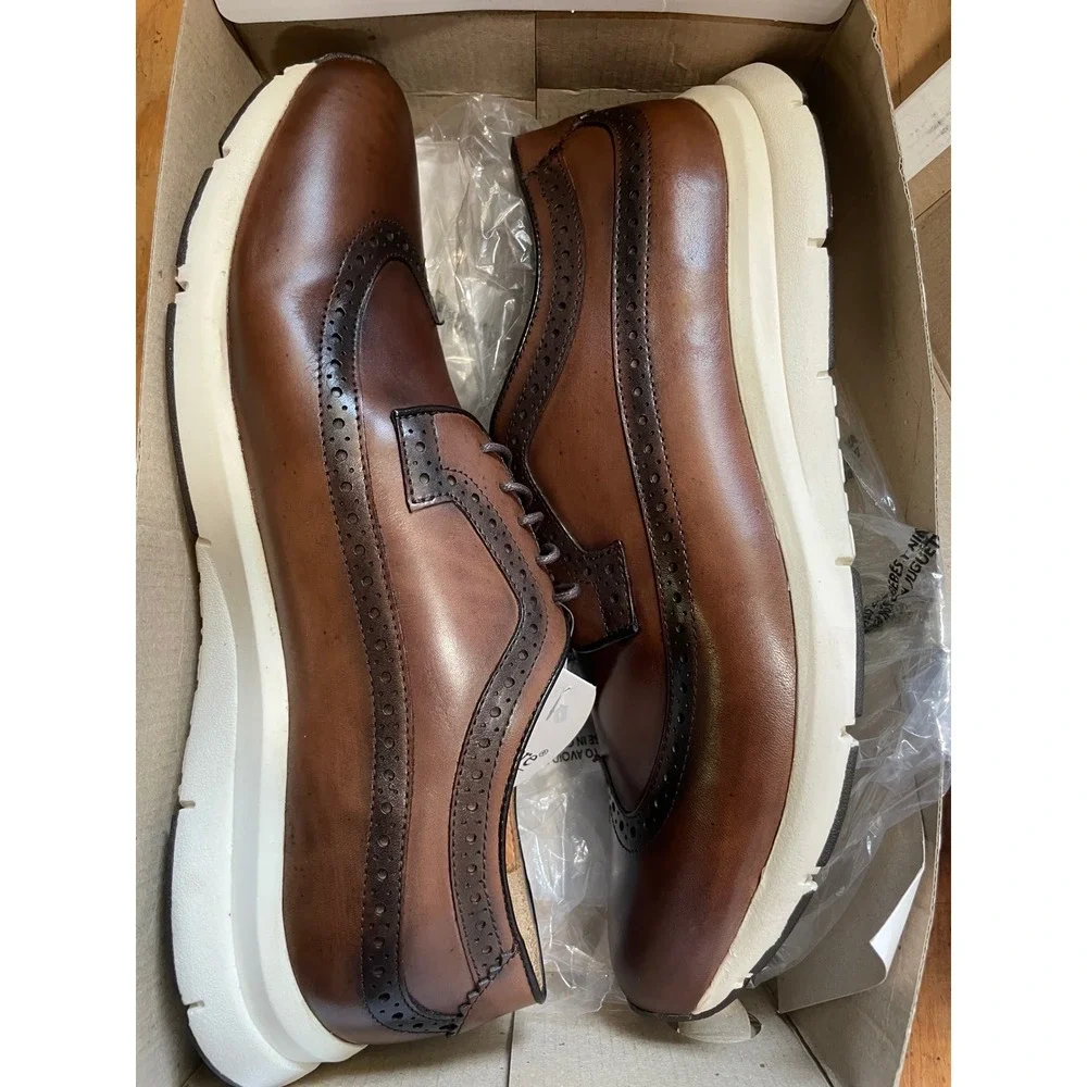 Belvedere Eric‎ Mens 11.5 D Brown Leather Wingtip Oxford Hybrid Dress Sneakers